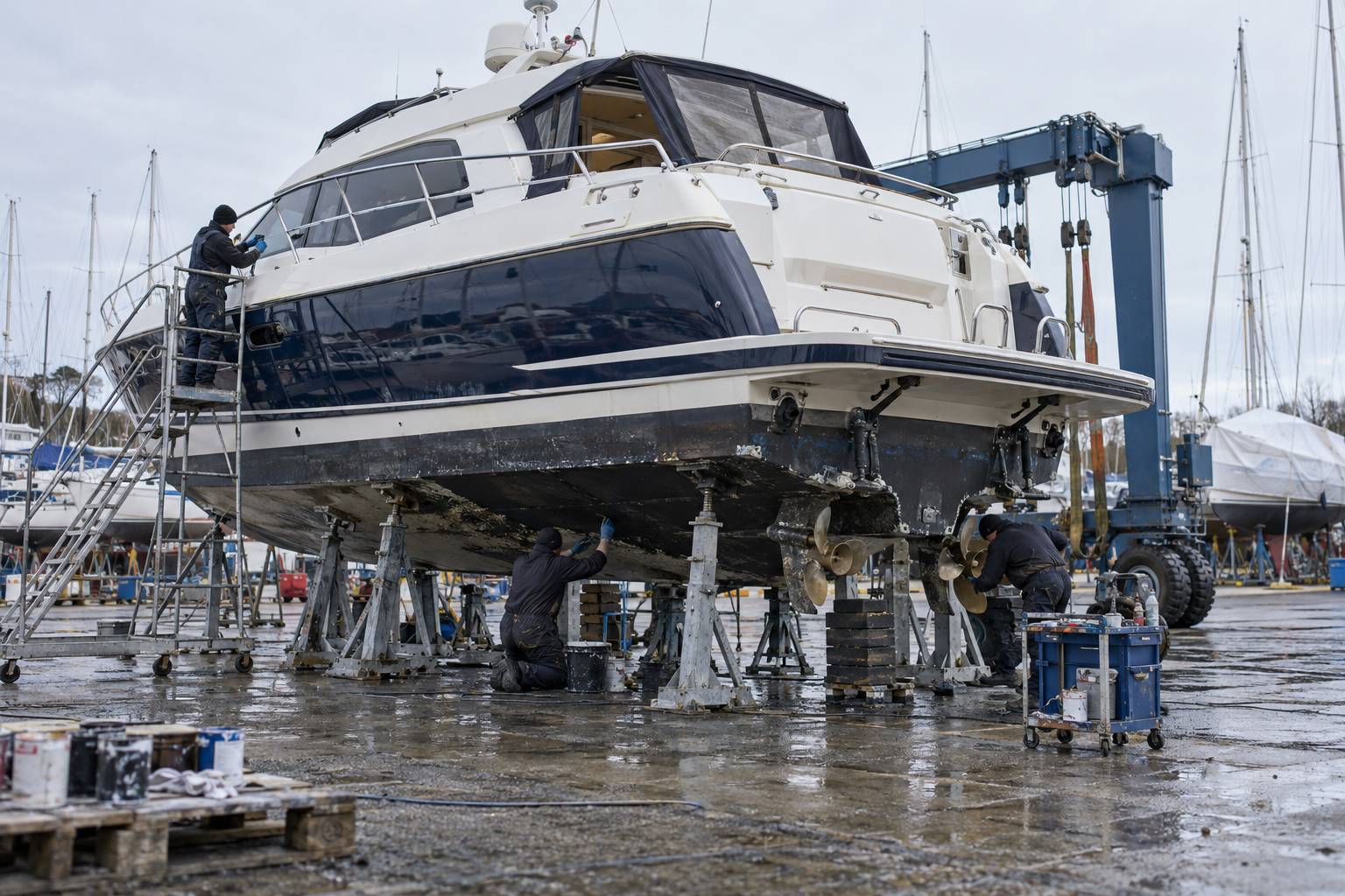 Secondary image: practical detail illustrating the ownership issue in The British motor-yacht season starts in winter: the jobs that decide whether May is enjoyable; no generic luxury pose.